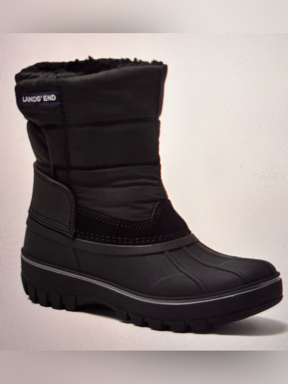 Lands' End Kids' Frost Black Insulated Waterproof Snow Boots Size 5